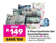 3 Piece Comforter Set Assorted Designs-Each