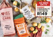 1 x Potato Pocket 7Kg, 1 x Onion Bag 3Kg, 1 x Carrot Bag 3Kg-Combo
