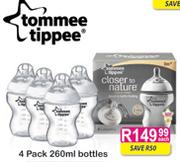 Tommee Tippee 4 Pack 260ml Bottles Each