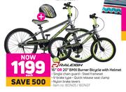 Raleigh 16" Or 20" BMX Burner Bicycle With Helmet