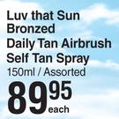 Luv That Sun Bronzed Daily Tan Airbrush Self Tan Spray Assorted-150ml Each