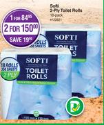 Softi 2 Ply Toilet Rolls 18 Pack-For 2