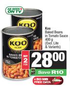 Koo Baked Beans In Tomato Sauce 400gm (Excl. Lite & Variants)-For 2