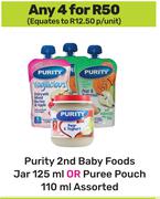 Purity 2nd Baby Foods Jar 125ml Or Puree Pouch 110ml Assorted-For Any 4