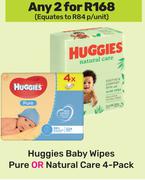 Huggies Baby Wipes (Pure Or Natural Care)-For Any 2 x 4 Pack