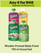 Rhodes Pureed Baby Food Assorted-For Any 4 x 110ml