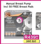 Manual Breast Pump Incl-50's Free Breast Pads -Each