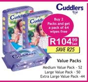 Cuddlers Value Packs (Medium) - 52's Each