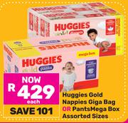 Huggies Gold Nappies Giga Bag Or Pants Mega Box (Assorted Sizes)-Each