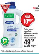 Safeguard Hygienic Shower & Bath Value Pack Assorted-1Ltr