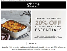 @Home : 20% Off Selected Prep & Cook Essentials (Request Valid Dates From Retailer)