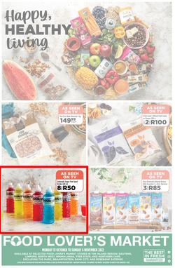 Food Lover's Market Gauteng, Limpopo, North West, Mpumalanga, Free State & Northern Cape : Happy, Healthy Living (31 October - 06 November 2022), page 1