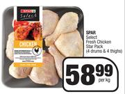 Spar Select Fresh Chicken Star Pack 4 Drums & 4 Thighs-Per Kg