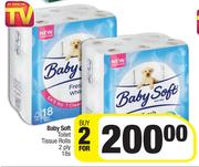 Baby Soft Toilet Tissue Rolls 2 Ply-For 2 x 18s
