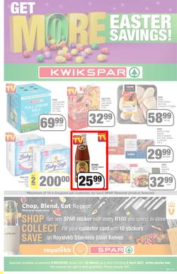 KWIKSPAR EASTERN CAPE : Get More Easter Savings (22 March - 03 April 2022) | Valid In Abbotsford, Beacon Isle, Burt Drive, Butterworth, Cambridge West, Colchester, Dhaysons, East End, Miramar, page 1