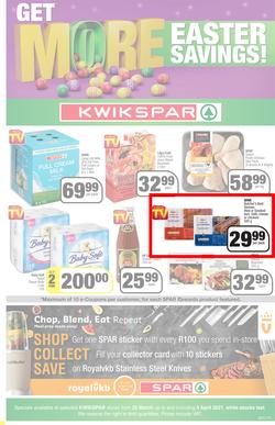 KWIKSPAR EASTERN CAPE : Get More Easter Savings (22 March - 03 April 2022) | Valid In Abbotsford, Beacon Isle, Burt Drive, Butterworth, Cambridge West, Colchester, Dhaysons, East End, Miramar, page 1