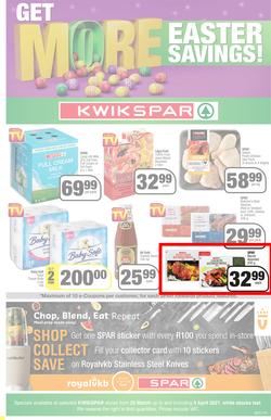 KWIKSPAR EASTERN CAPE : Get More Easter Savings (22 March - 03 April 2022) | Valid In Abbotsford, Beacon Isle, Burt Drive, Butterworth, Cambridge West, Colchester, Dhaysons, East End, Miramar, page 1