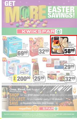KWIKSPAR EASTERN CAPE : Get More Easter Savings (22 March - 03 April 2022) | Valid In Abbotsford, Beacon Isle, Burt Drive, Butterworth, Cambridge West, Colchester, Dhaysons, East End, Miramar, page 1