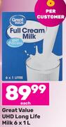 Great Value UHD Long Life Milk-6 x 1L