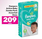 Pampers Active Baby Jumbo Pack Assorted Sizes-Each