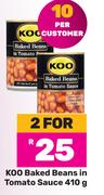 Koo Baked Beans In Tomato Sauce-For 2 x 410g 