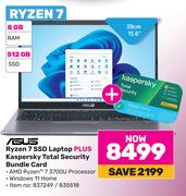 Asus Ryzen 7 SSD Laptop Plus Kaspersky Total Security Bundle Card