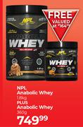 NPL Anabolic Whey 1.8kg Plus Anabolic Whey 360g