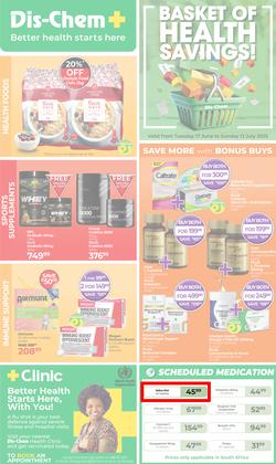 Dis-Chem : Health Savings (17 June - 13 July 2025), page 1