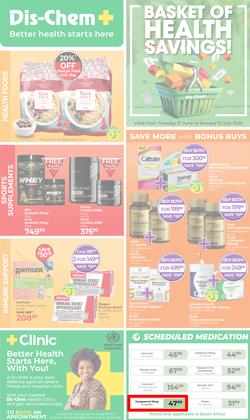 Dis-Chem : Health Savings (17 June - 13 July 2025), page 1