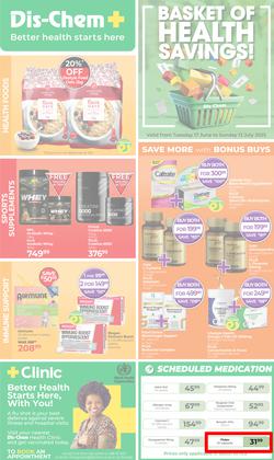 Dis-Chem : Health Savings (17 June - 13 July 2025), page 1