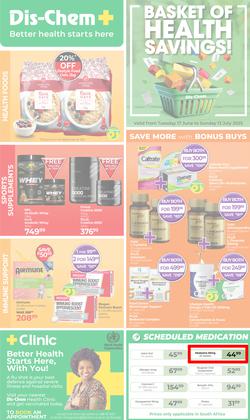 Dis-Chem : Health Savings (17 June - 13 July 2025), page 1