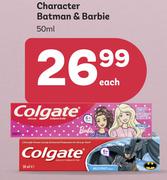 Colgate Character Batman & Barbie-50ml Each