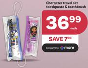 Character Travel Set Toothpaste & Toothbrush-Each