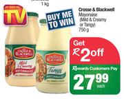 Crosse & Blackwell Mayonaise (Mild & Creamy Or Tangy)-750g Each