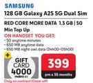 Samsung 128GB A25 5G Dual Sim Smartyphone-On Red Core More Data 1.3GB