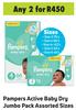 Pampers Active Baby Dry Jumbo Pack (Assorted Sizes)- For Any 2