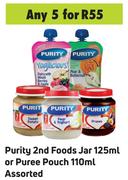 Purity 2nd Foods Jar 125ml Or Puree Pouch 110ml Assorted- For Any 5