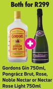 Gordons Gin 750ml & Pongracz Brut, Rose, Noble Nectar Or Nectar Rose Light 750ml- For Both