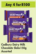 Cadbury Dairy Milk Chocolate Slabs 150g Assorted- For Any 4