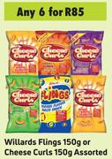 Willards Flings 150g Or Cheese Curls 150g Assorted- For Any 6