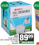 Spar Long Life Milk Assorted 6 x 1Ltr-Per Pack