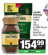 Jacobs Kronung Coffee Jar 200g Or Refill 230g Assorted (Excl Decaf)-Each