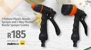 Garden Master 7 Pattern Plastic Nozzle Sprayer & 3 Way Plastic Nozzle Sprayer Combo