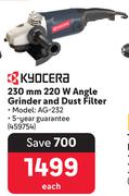 Kyocera 230mm 220W Angle Grinder And Dust Filter AG-232