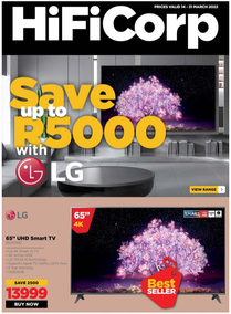 HiFi Corp : Save Up To R5000 With LG (14 March - 31 March 2022)