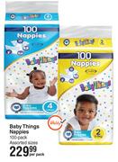 Baby Things Nappy 100 Pack Assorted Sizes-Per Pack