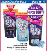 Sta-Soft Ultra Concentrate Ready To Use Value Pack Assorted-For 4 x 500ml