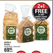 Alette's Rusks Assorted-450g/500g Each