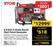 Ryobi 6.8 KVA 4 Stroke Recoil Start Petrol Generator