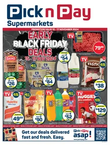 Pick n Pay Gauteng, Free State, North West, Mpumalanga, Limpopo & Northern Cape : Early Black Friday Specials (15 November - 17 November 2024)